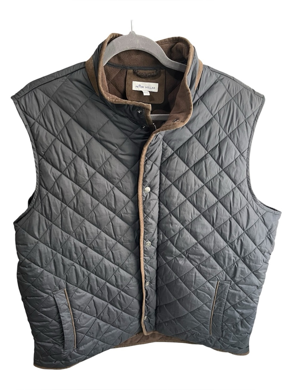 Peter Millar Essex Quilted Vest Navy and Brown Full Zip  XXL Golf Club Travel